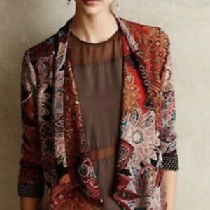 Anthropologie Cartonnier Paisley Drape Blazer